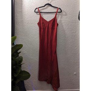 Rust vneck linen asymmetrical maxi dress